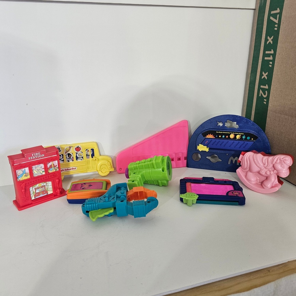 Vintage McDonald's Happy Meal Toy Lot Magic School Bus Fire Station 90s Toys